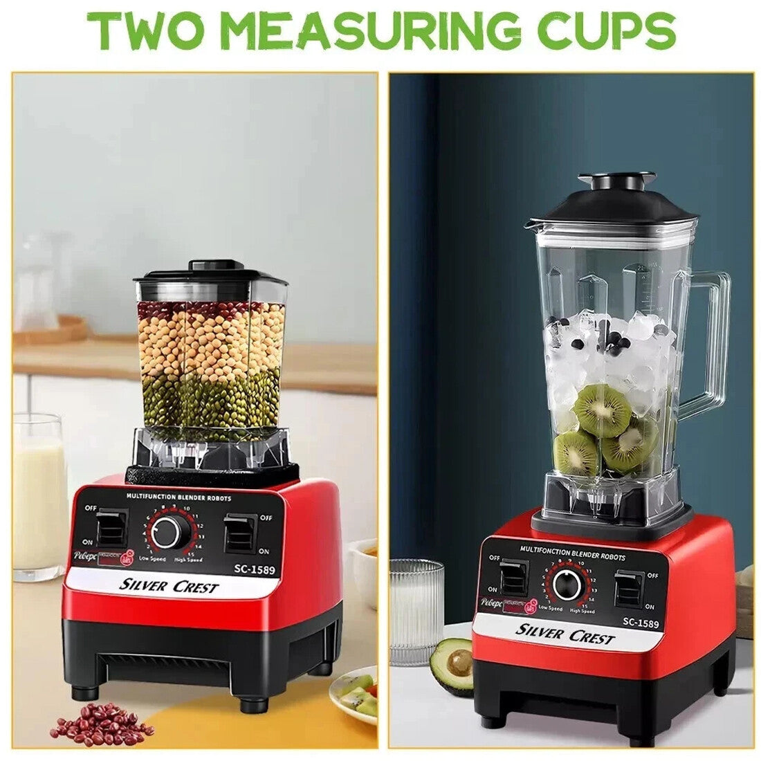 4500W Multifunctional Blender Food Processor Smoothie Juicer Ice Crusher 2 Jugs