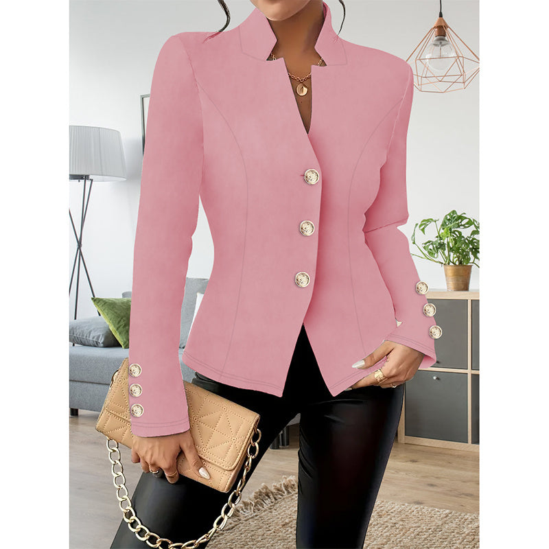 Women Casual Blazers Long Sleeve Business Outerwear Slim Fitting Single Breasted Jacket