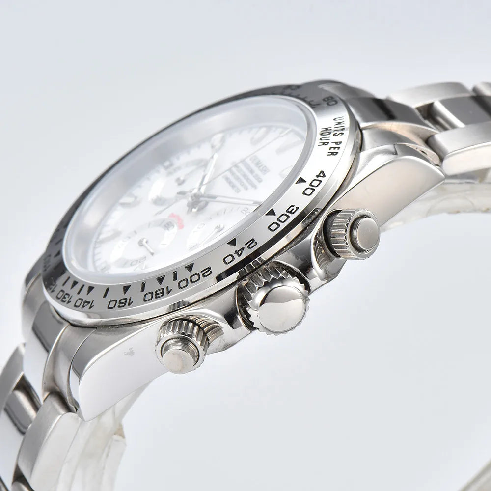 Business Watch for Men's Chronograph Sapphire glass VK63 Movement Digital dial luminous hands stainless steel men's watch vk63