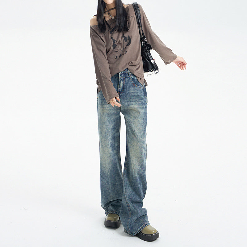 Fashion Retro Wide Leg Jeans For Women