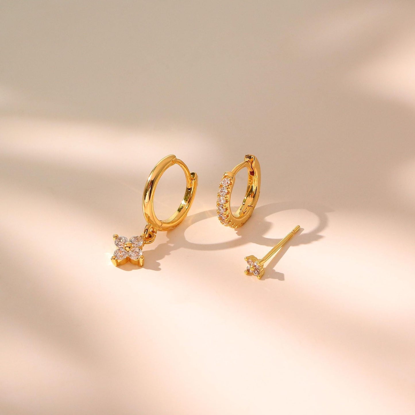 Ear Clip Micro Inlaid Zircon Ear Ring Three-piece Set