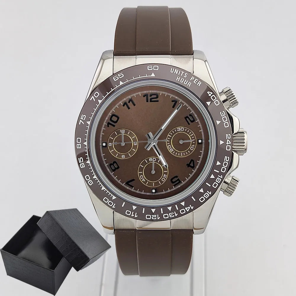 Business Watch for Men's Chronograph Sapphire glass VK63 Movement Digital dial luminous hands stainless steel men's watch vk63