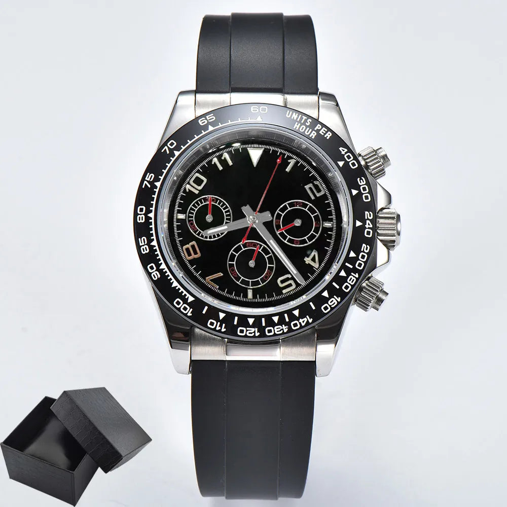 Business Watch for Men's Chronograph Sapphire glass VK63 Movement Digital dial luminous hands stainless steel men's watch vk63