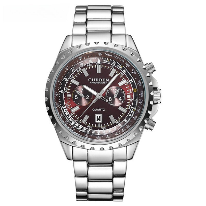 Men's Casual Quartz Movement Steel Band Wrist Business Watch