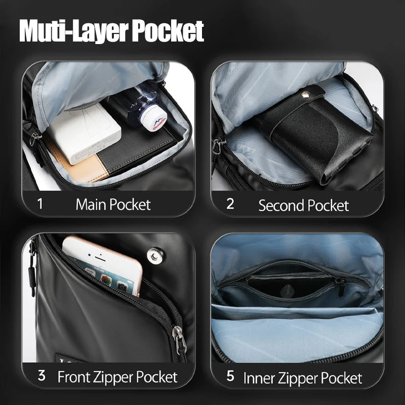 Waterproof Men's Chest Sling Bag Lightweight Crossbody Bag with Anti-Theft Pocket, Travel Shoulder Backpack for Daily Outdoor