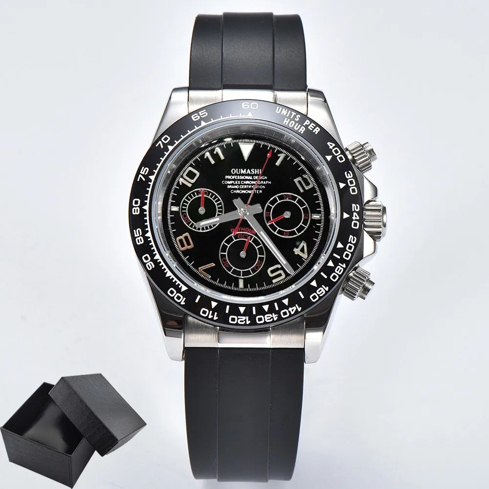 Business Watch for Men's Chronograph Sapphire glass VK63 Movement Digital dial luminous hands stainless steel men's watch vk63