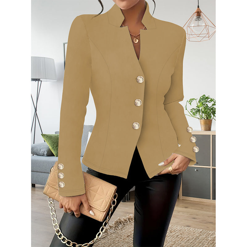 Women Casual Blazers Long Sleeve Business Outerwear Slim Fitting Single Breasted Jacket
