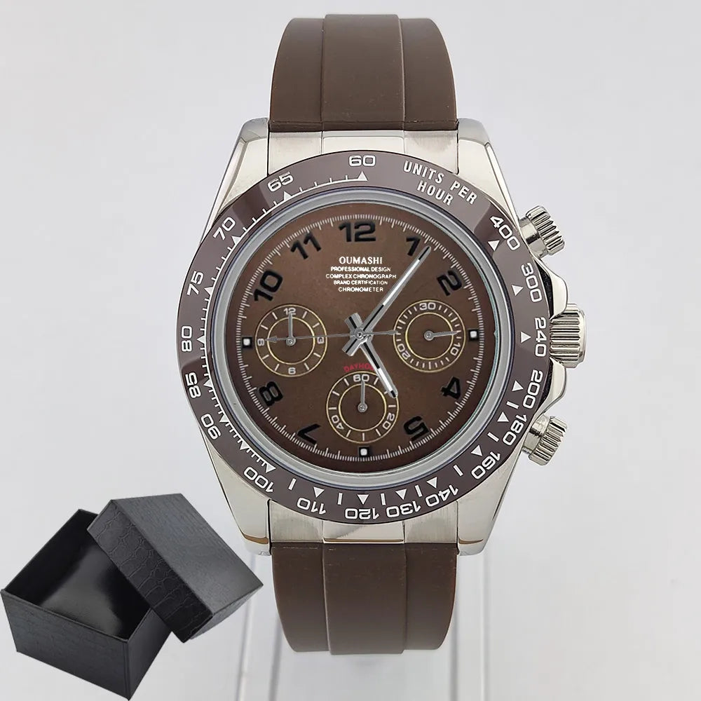 Business Watch for Men's Chronograph Sapphire glass VK63 Movement Digital dial luminous hands stainless steel men's watch vk63