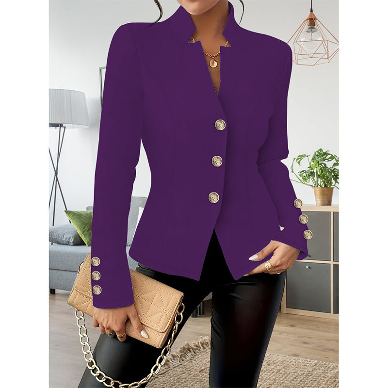 Women Casual Blazers Long Sleeve Business Outerwear Slim Fitting Single Breasted Jacket