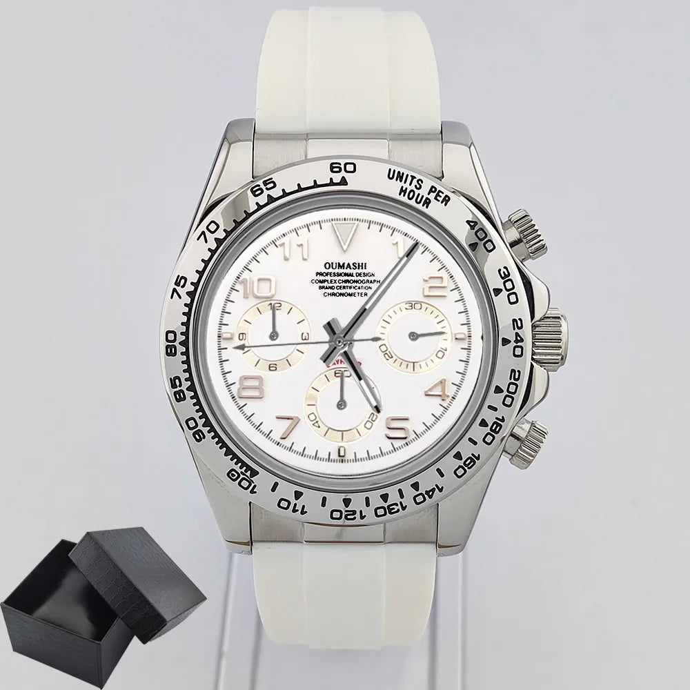 Business Watch for Men's Chronograph Sapphire glass VK63 Movement Digital dial luminous hands stainless steel men's watch vk63