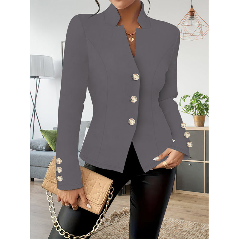 Women Casual Blazers Long Sleeve Business Outerwear Slim Fitting Single Breasted Jacket