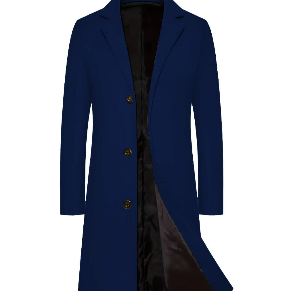 Men's Casual Extended Above The Knee Woolen Trench Coat