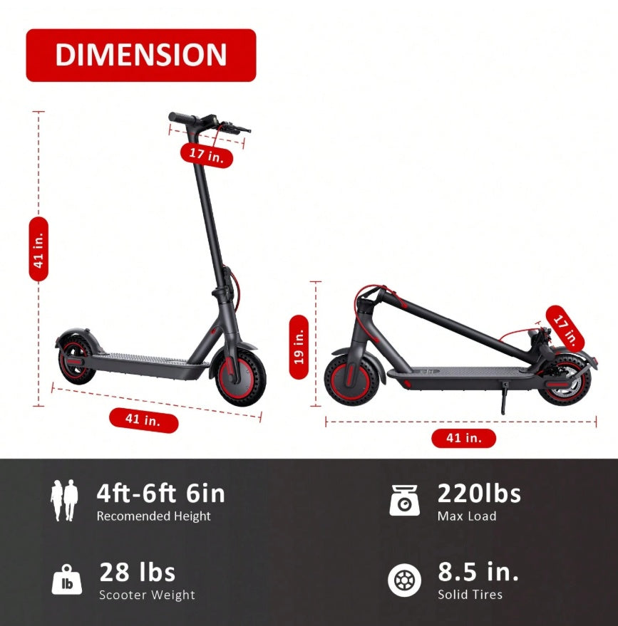 Convenient Electric Scooter For Commuting, 8.5-inch Tires With A Maximum Speed Of 15Mph And A 350W Motor, With A Range Of 19 Miles. Foldable Electric Scooter Controlled By Anapplication Program