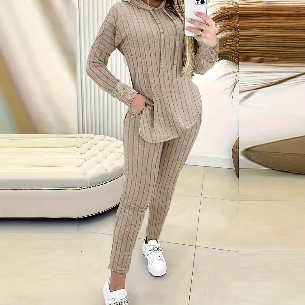 Comfort And Casual Top Long Coat Casual Suit 2-piece Set