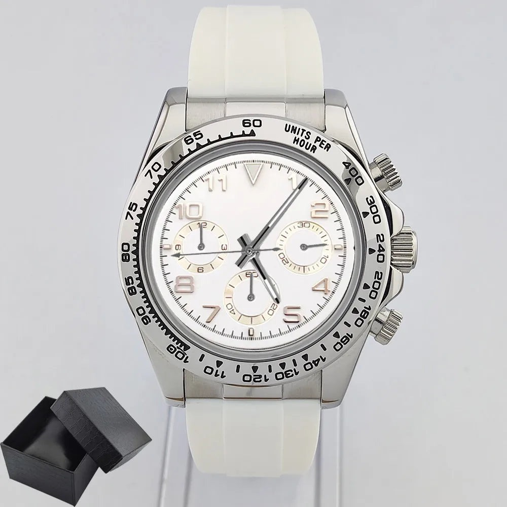 Business Watch for Men's Chronograph Sapphire glass VK63 Movement Digital dial luminous hands stainless steel men's watch vk63