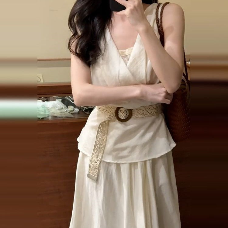 Very Beautiful And Beautiful Tight Waist Vest Dress