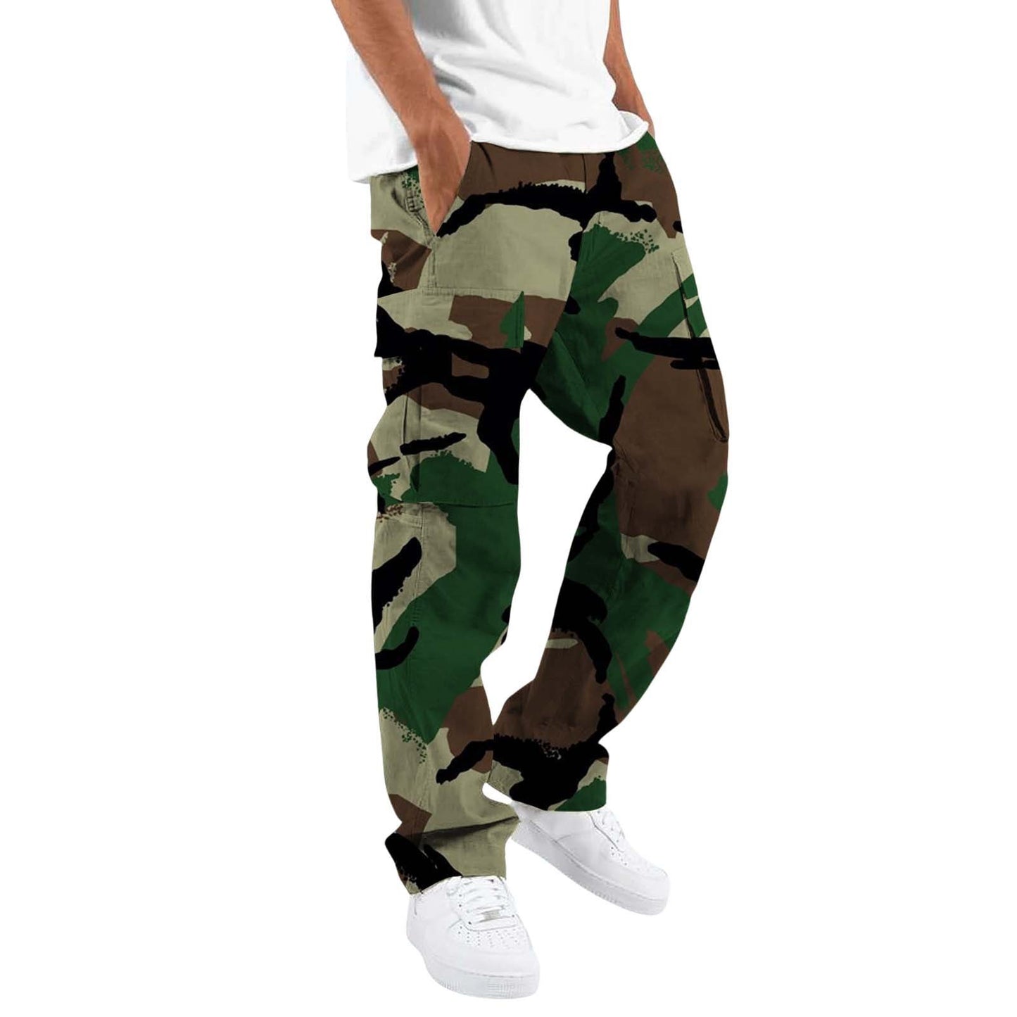 Fashion Camouflage Overalls Men's Printing Fashion Outdoor Overalls Straight Rope Overalls Men's ClothingMen's Pants Casual