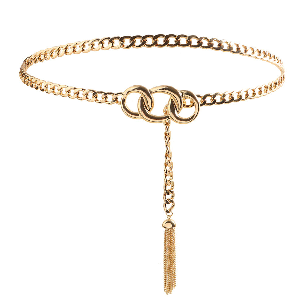 Fashion Metal Waist Chain Embellished Fringe Belt Personality Women Jeans Skirt Accessory Belt