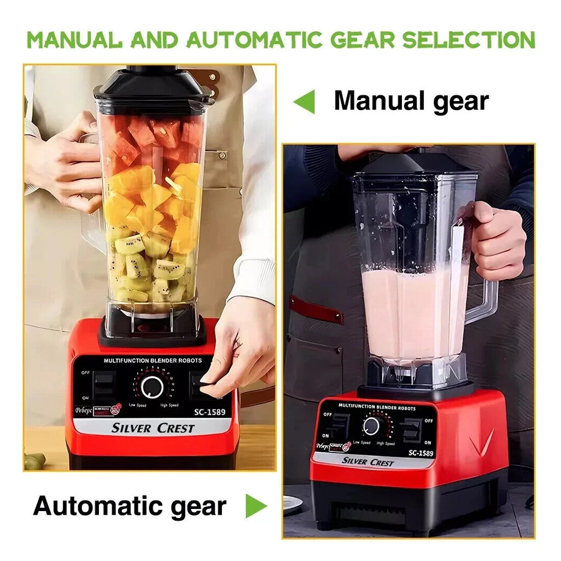 4500W Multifunctional Blender Food Processor Smoothie Juicer Ice Crusher 2 Jugs
