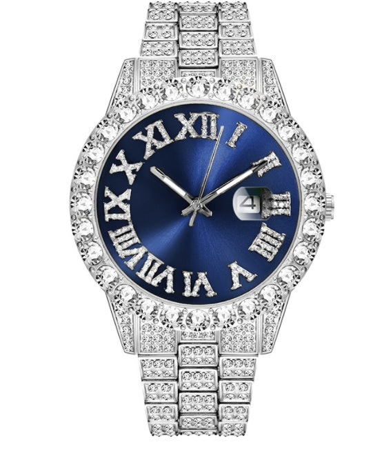 Roman literal waterproof men's gold watch