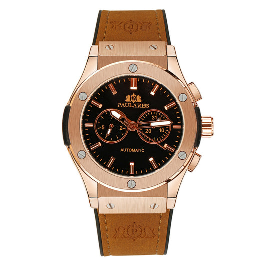 Multifunctional luminous rose gold tape men's watch