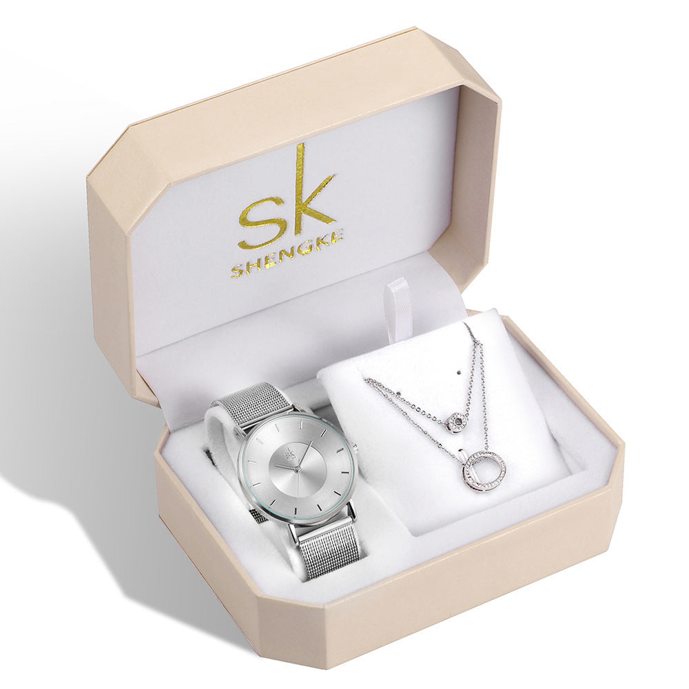 Three-piece Rose Gold Watch Birthday Gift Ladies Watch Set