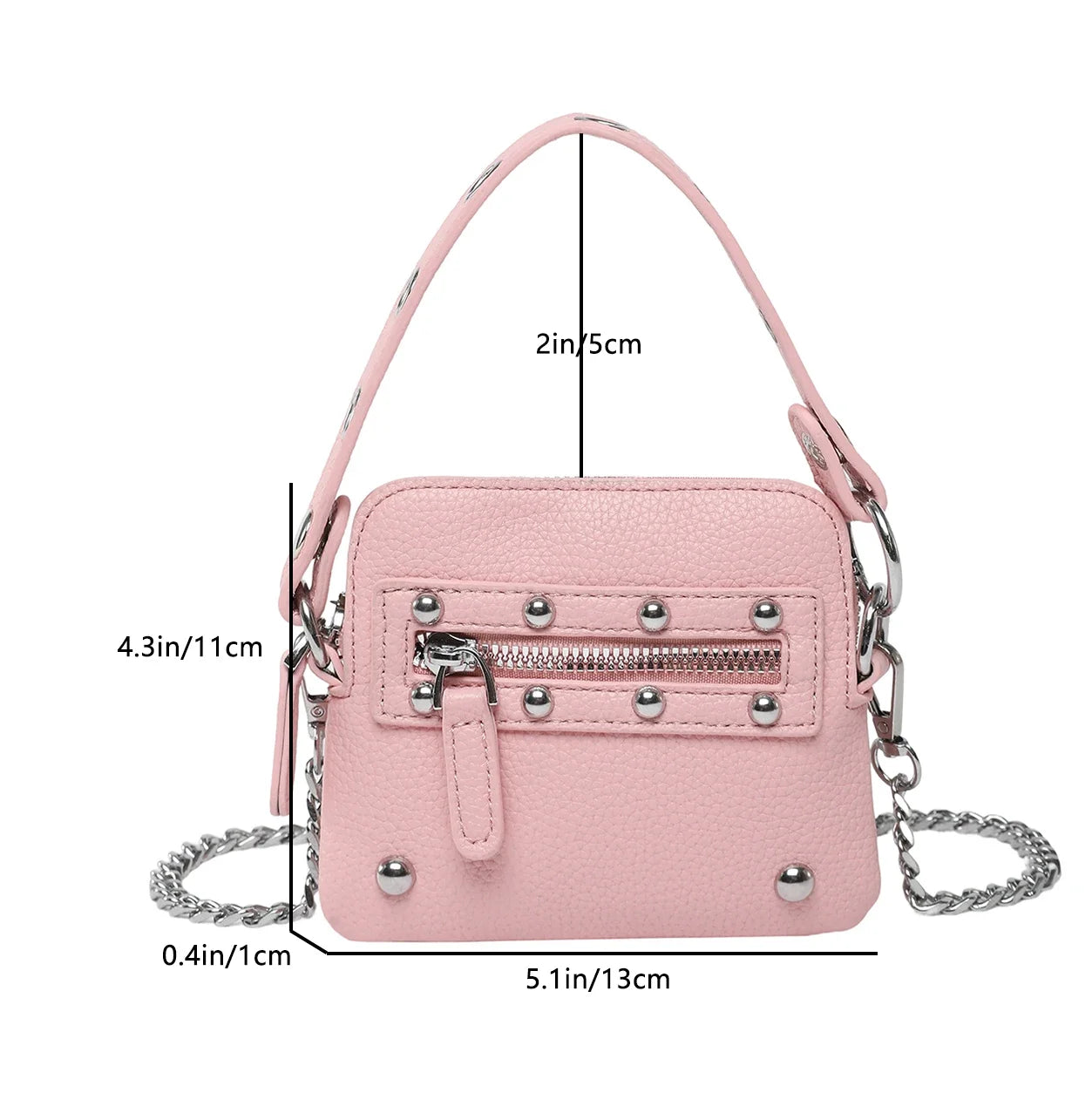 Mini Sling Bag Fashion Dress Accessory Punk Style Casual Crossbody Chest Bag Zipper Mini  Mobile Phone Bag Underarm Purse