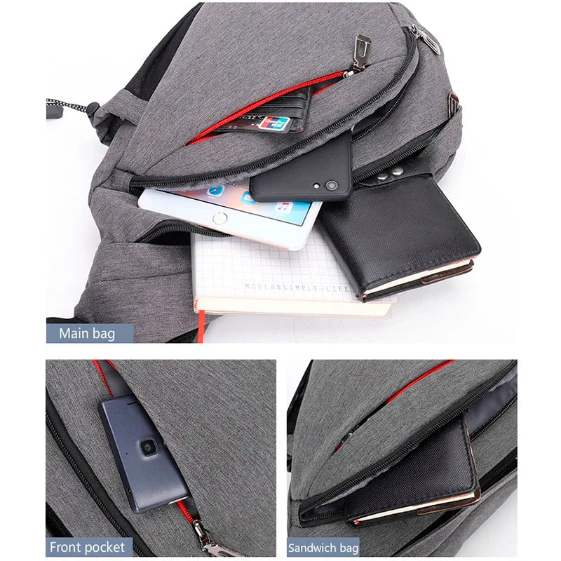 Men's Large-capacity Chest Bag Personal Casual Shoulder Portable Bag Oxford Cloth with Side Pocket Crossbody Messenger Bag