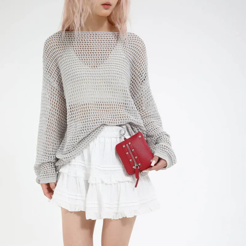 Mini Sling Bag Fashion Dress Accessory Punk Style Casual Crossbody Chest Bag Zipper Mini  Mobile Phone Bag Underarm Purse