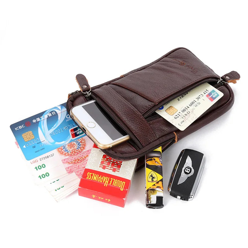 Men's PU Leather Waist Packs Bolsas Phone Pouch Bags Men Handbag Bag Small Chest Shoulder Belt Bag Crossbody Leather Bags