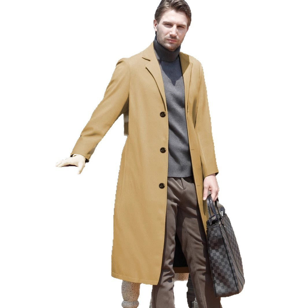 Men's Casual Extended Above The Knee Woolen Trench Coat