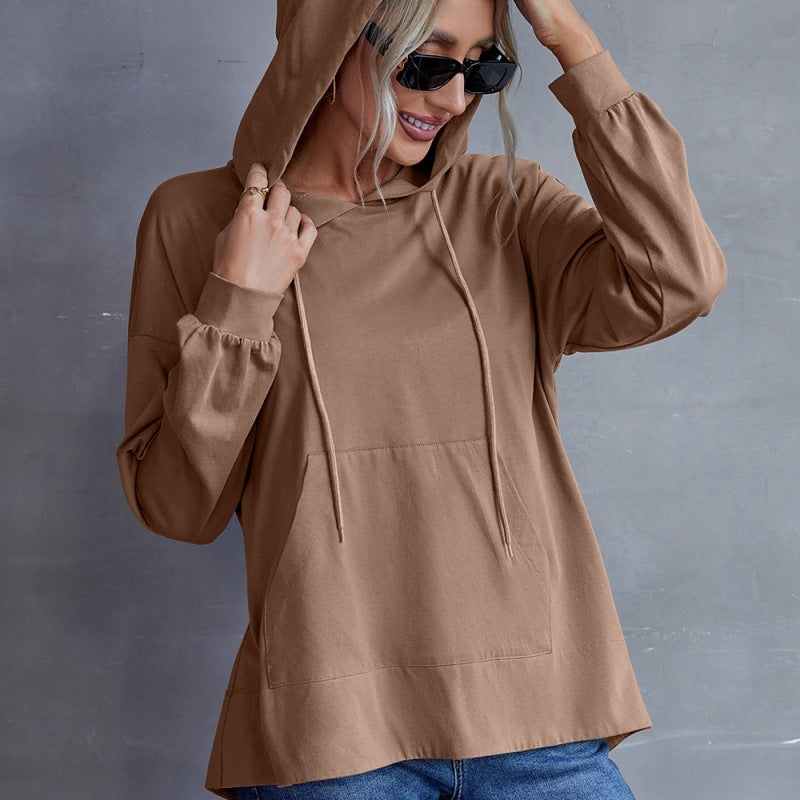 Hooded Tap Pocket Sweater All-match Blouse Women