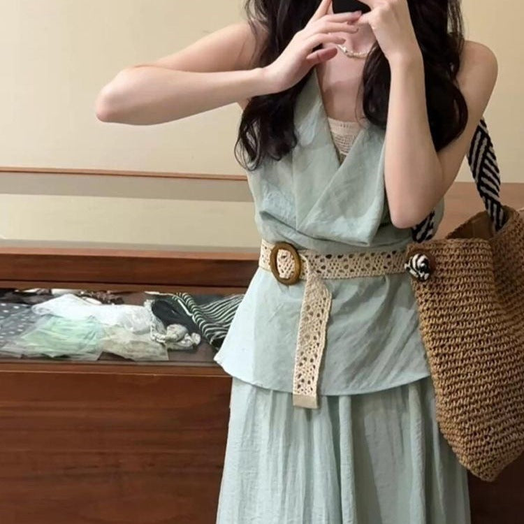 Very Beautiful And Beautiful Tight Waist Vest Dress