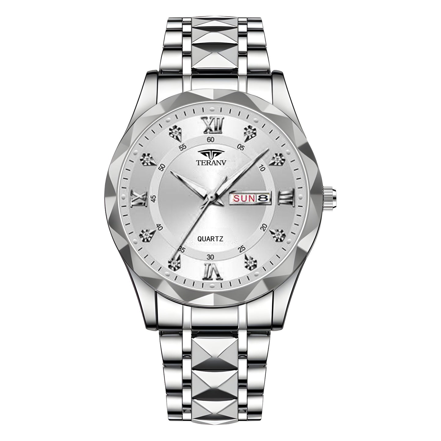 Watch Men's Chinese And English Calendar Diamond Shell