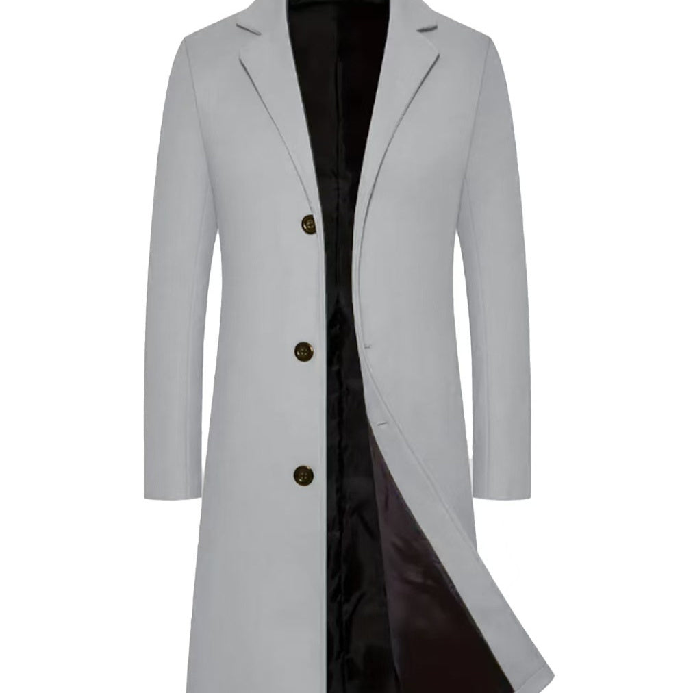 Men's Casual Extended Above The Knee Woolen Trench Coat