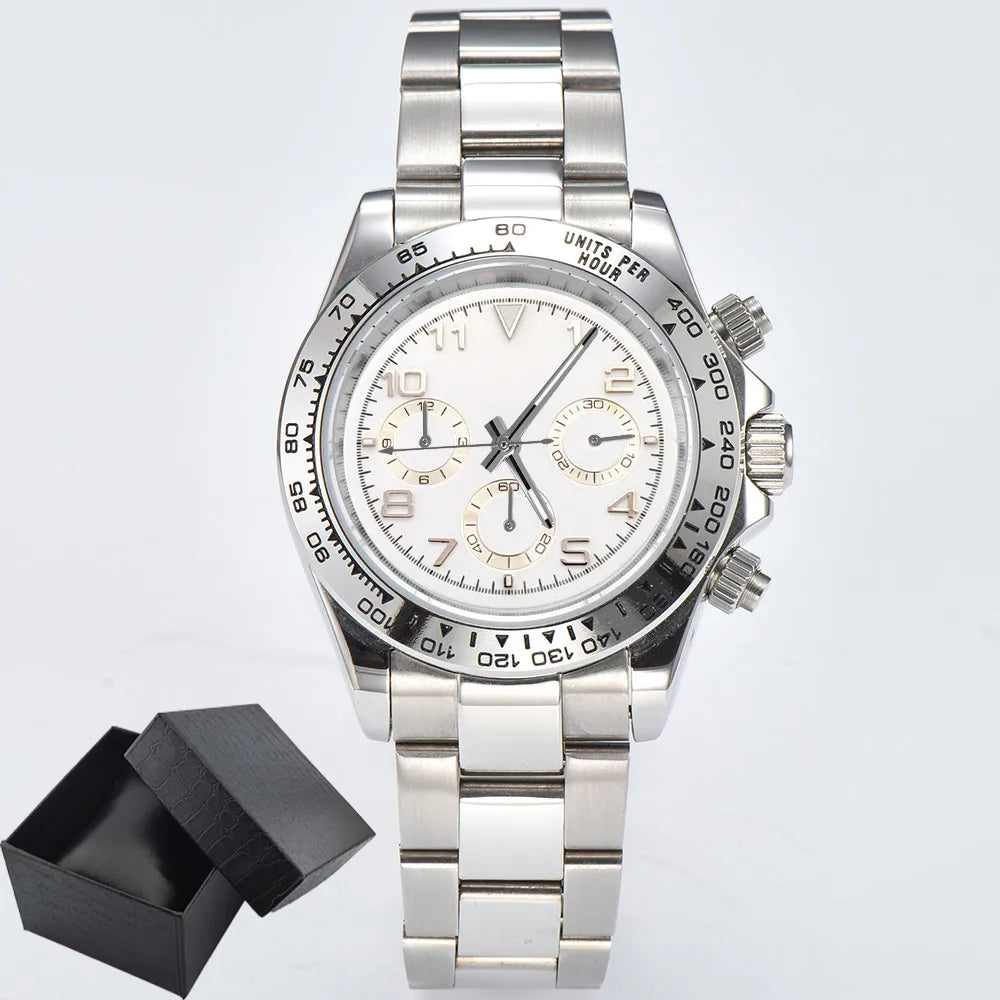 Business Watch for Men's Chronograph Sapphire glass VK63 Movement Digital dial luminous hands stainless steel men's watch vk63