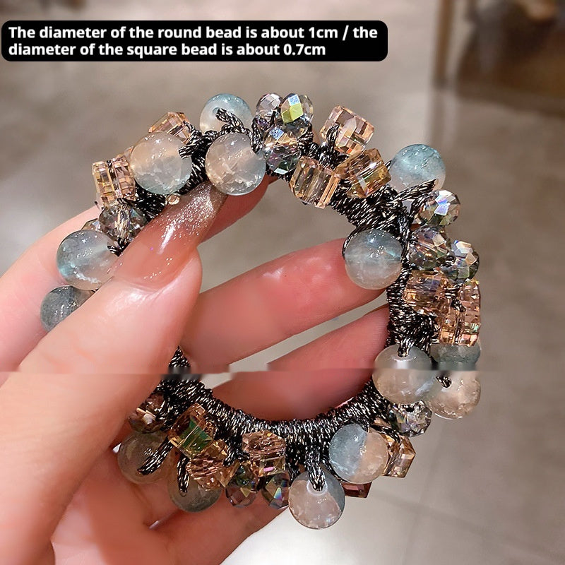 High-end Purplish Red Headdress Flower Crystal Hair Tie