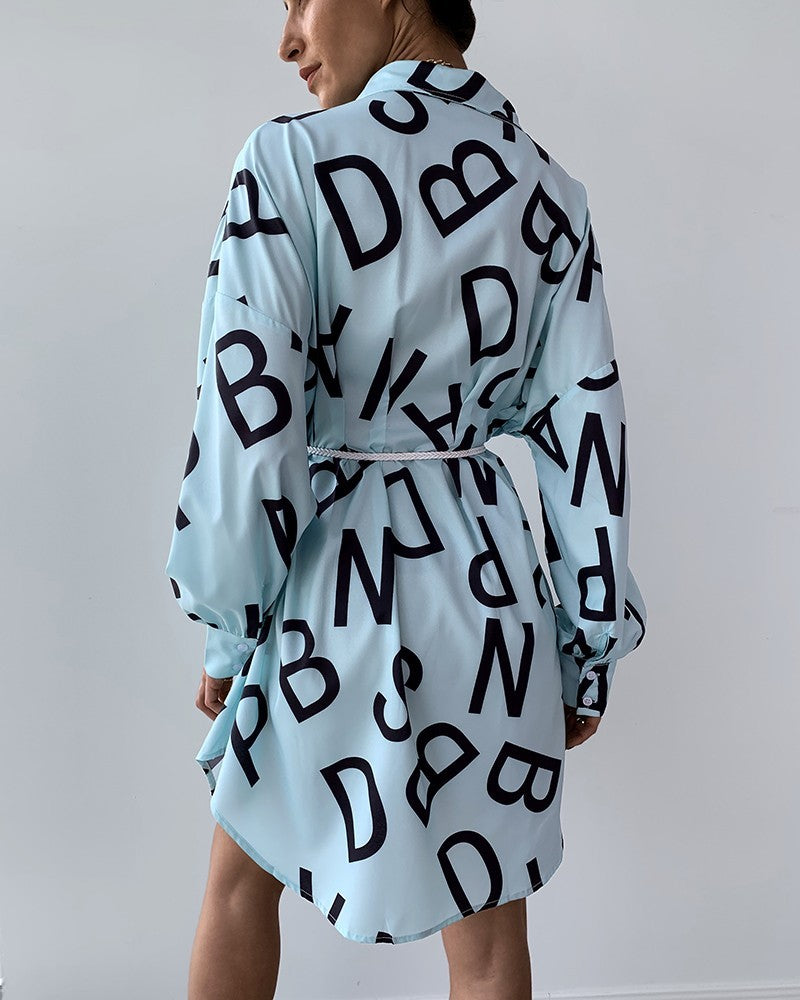 Printed pleated waist shirt