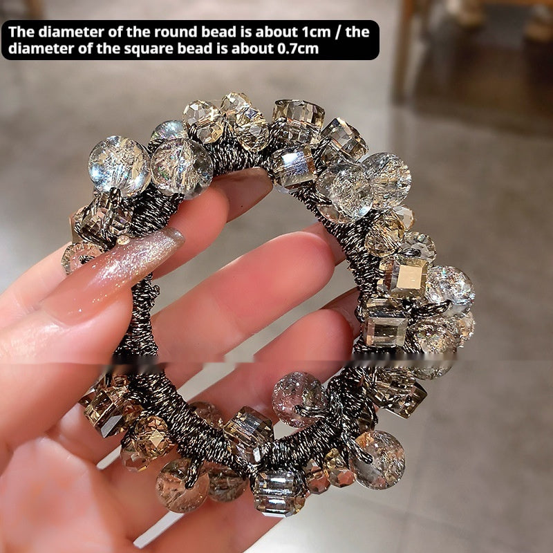 High-end Purplish Red Headdress Flower Crystal Hair Tie