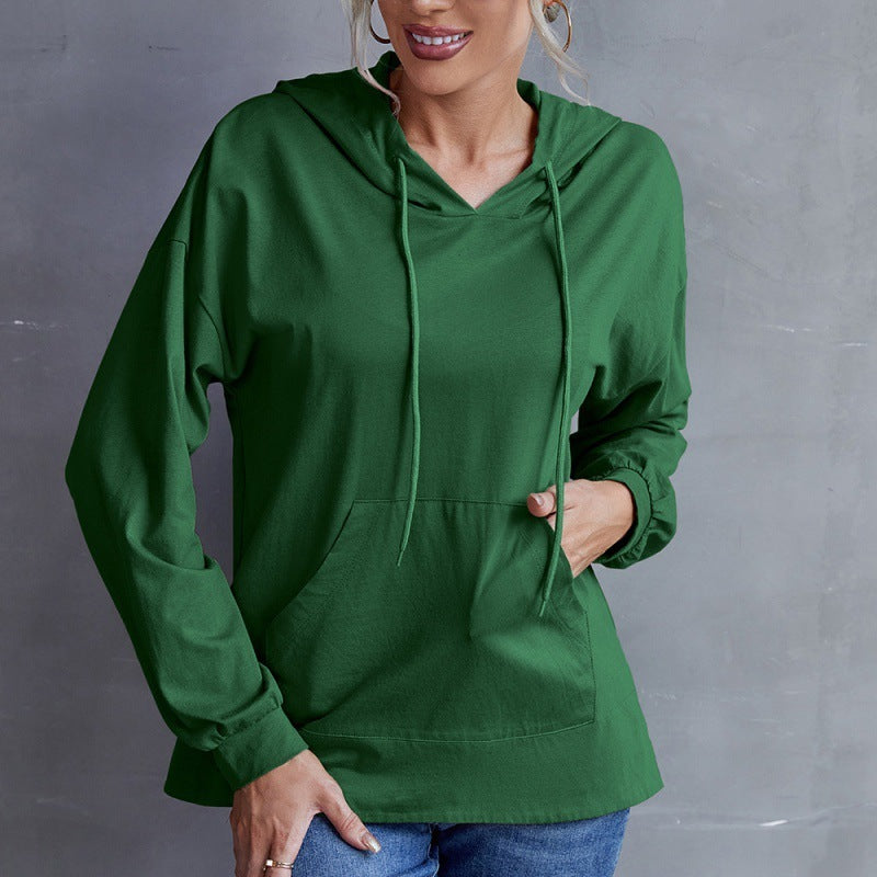 Hooded Tap Pocket Sweater All-match Blouse Women