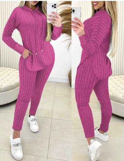 Comfort And Casual Top Long Coat Casual Suit 2-piece Set