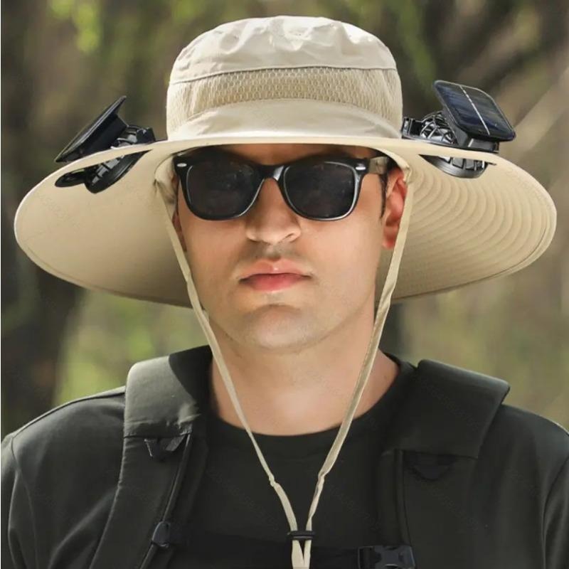 2025 New Solar Fan Outdoor Fishing Hat-Solar Sun Protection Sun Hat With Fan Solar Fan Hat Dual Power Supply Fan Outdoor Fan Solar Powered Outdoor Fishing Hat
