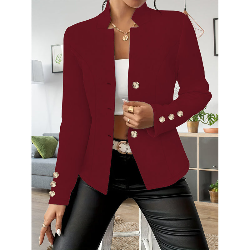 Women Casual Blazers Long Sleeve Business Outerwear Slim Fitting Single Breasted Jacket