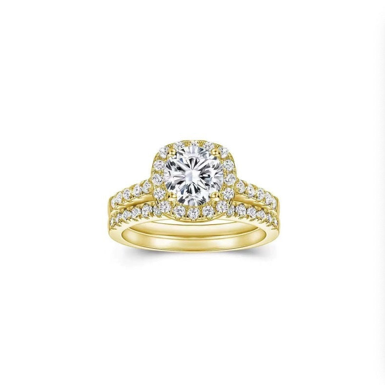 Square Zirconium Ring Set Refined And Simple