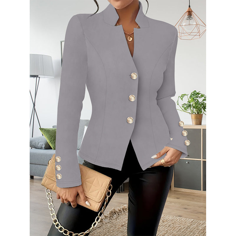 Women Casual Blazers Long Sleeve Business Outerwear Slim Fitting Single Breasted Jacket