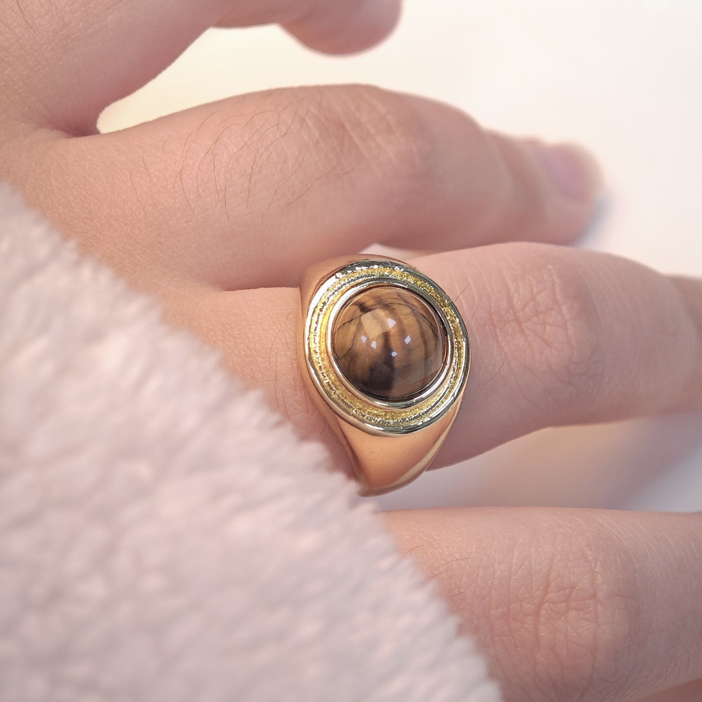 Retro Europe And America Tigereye Ring Fashion Elegant Women