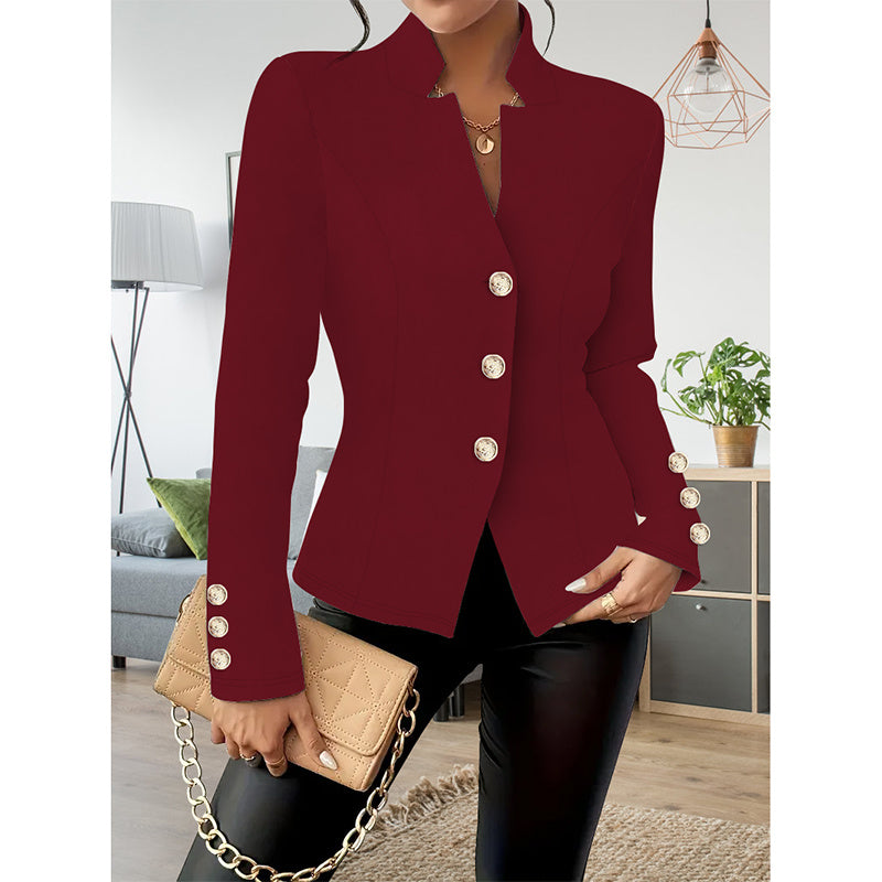 Women Casual Blazers Long Sleeve Business Outerwear Slim Fitting Single Breasted Jacket