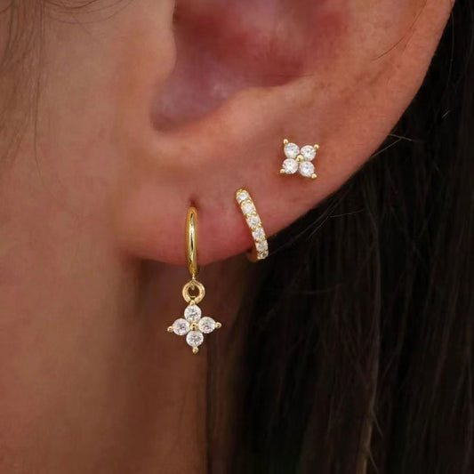 Ear Clip Micro Inlaid Zircon Ear Ring Three-piece Set