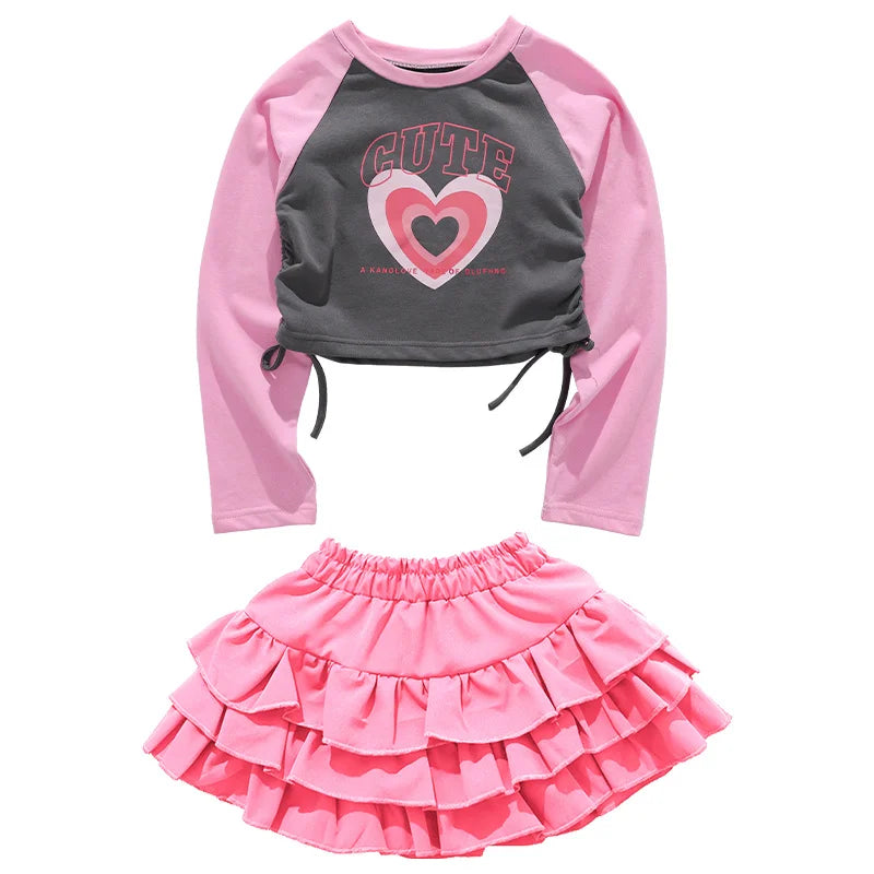 Child Hiphop Style Rapper Clothes Set Kids Hip Hop Long Sleeve T-shirt + Jeans Streetwear Accessory Boy Girl Dance Costume Suit