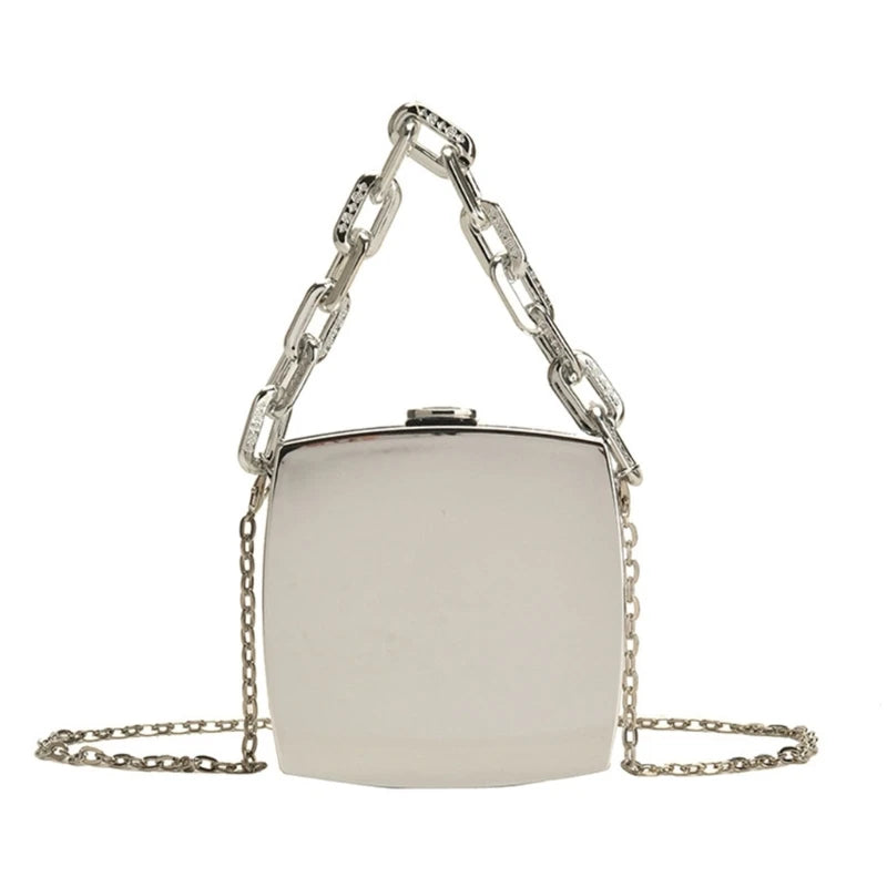 Mini Luxury Gold Party Evening Clutch Women Fashion Small PVC Box Crossbody Bag Female Dating Shoulder Bag Shopping Handbag